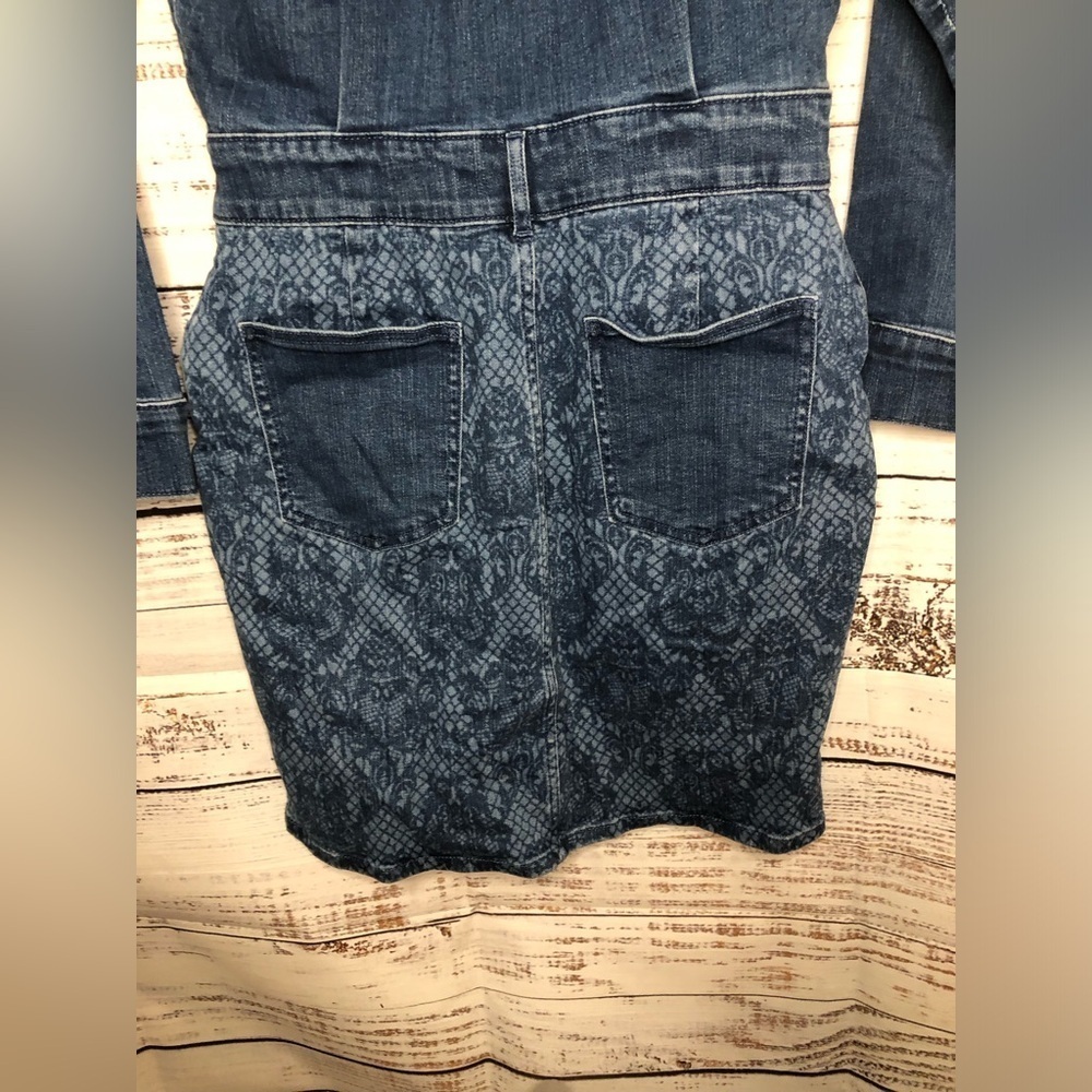 Lace Print Denim Mini Dress - Picture 13 of 16